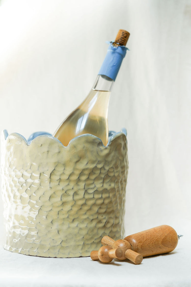 Scalloped Wine Chiller (Rawhide+Denim)