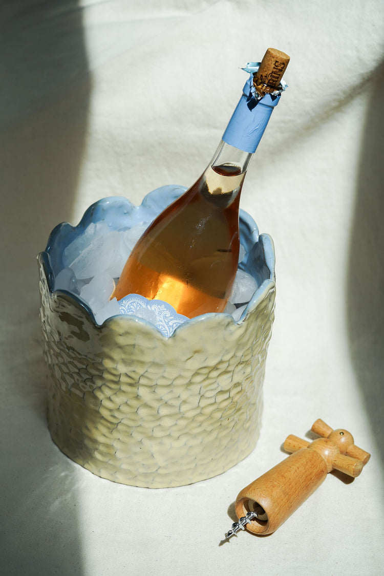 Scalloped Wine Chiller (Rawhide+Denim)