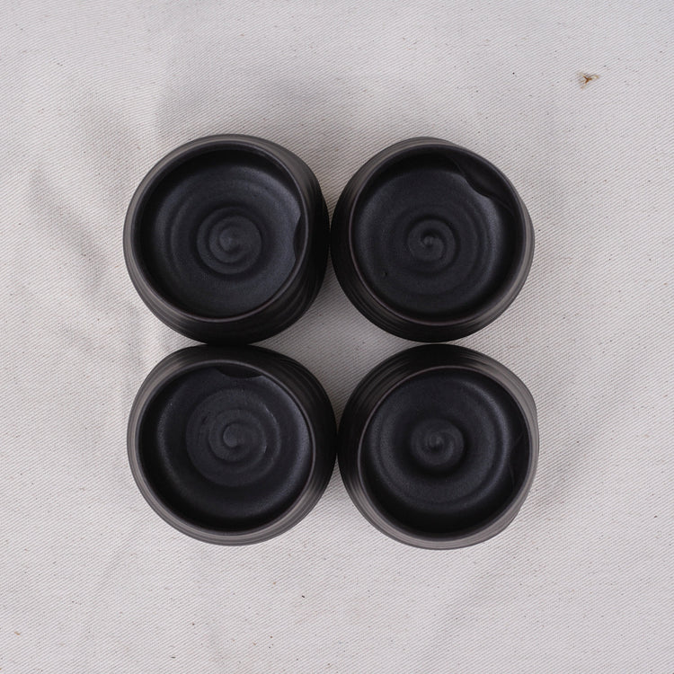 Ceramic sipping cup, black (set of 4)