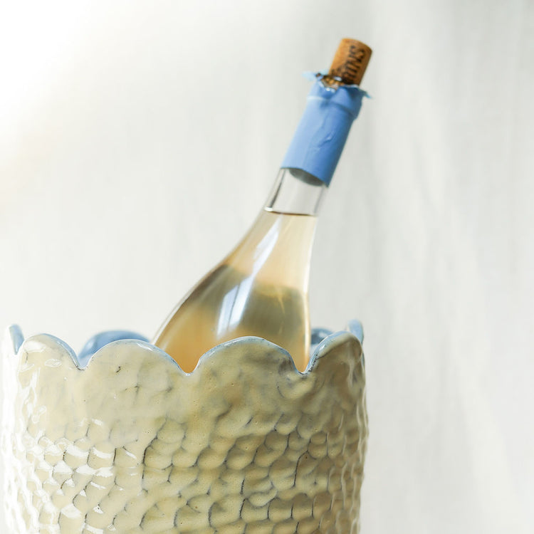 Scalloped Wine Chiller (Rawhide+Denim)