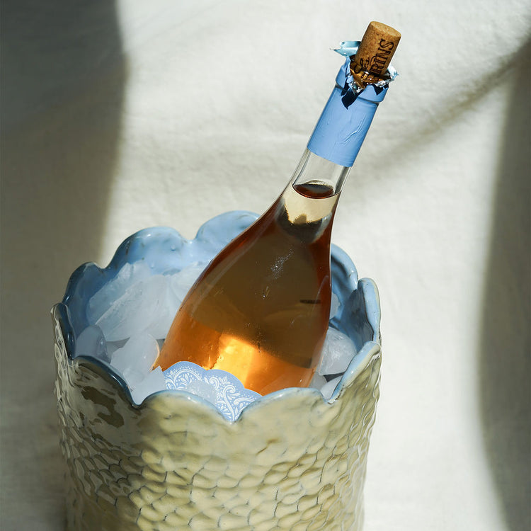 Scalloped Wine Chiller (Rawhide+Denim)